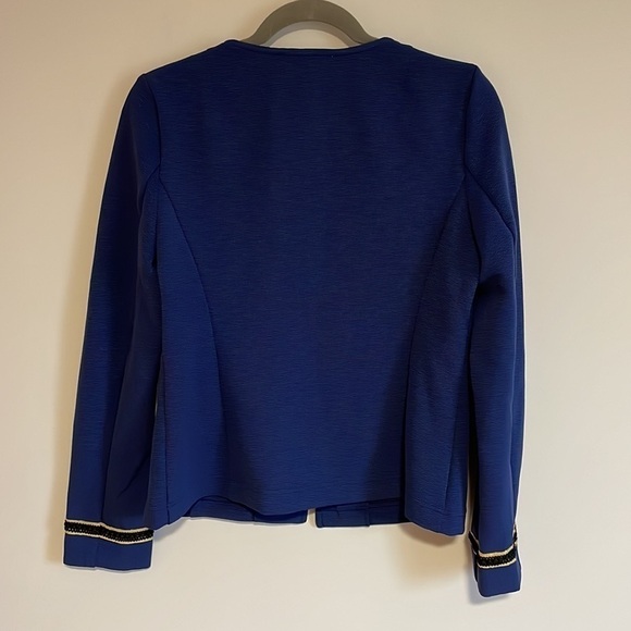 NEW Libby Edelman Captain Jacket Blue Gold Button Long Sleeve Ribbed Medium - Picture 9 of 14
